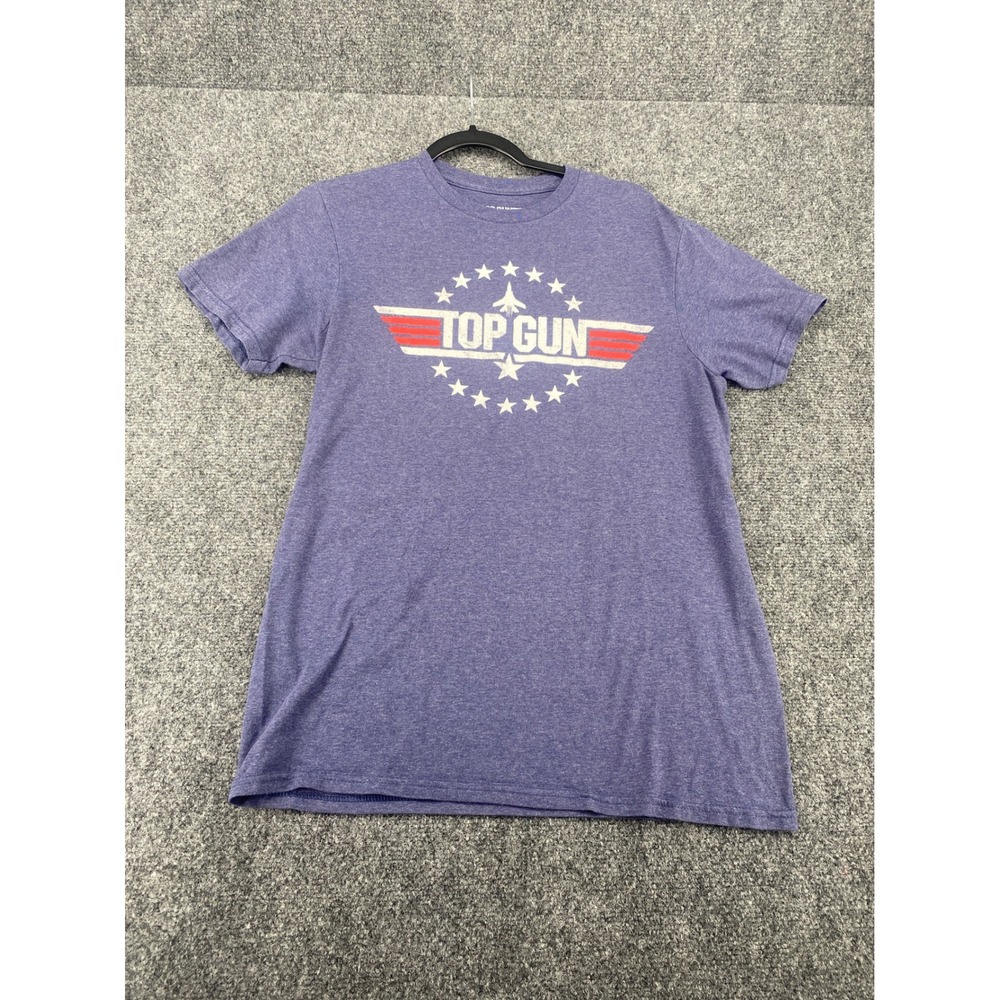 Top Gun Graphic T-Shirt Mens Medium Blue Heather Distressed Logo Movie Tee M